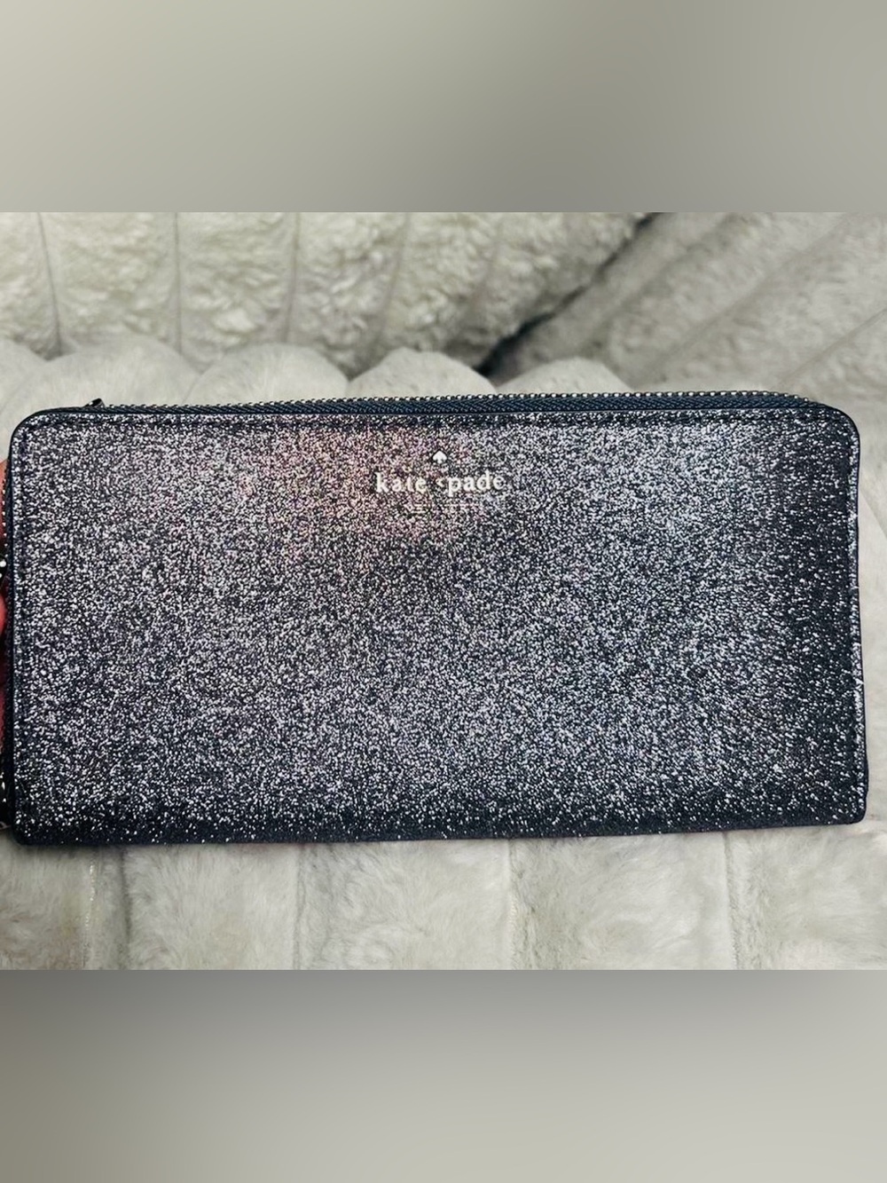 kate spade✨🩶🖤💙Dark Midnight Blue Glitter Zip Wallet